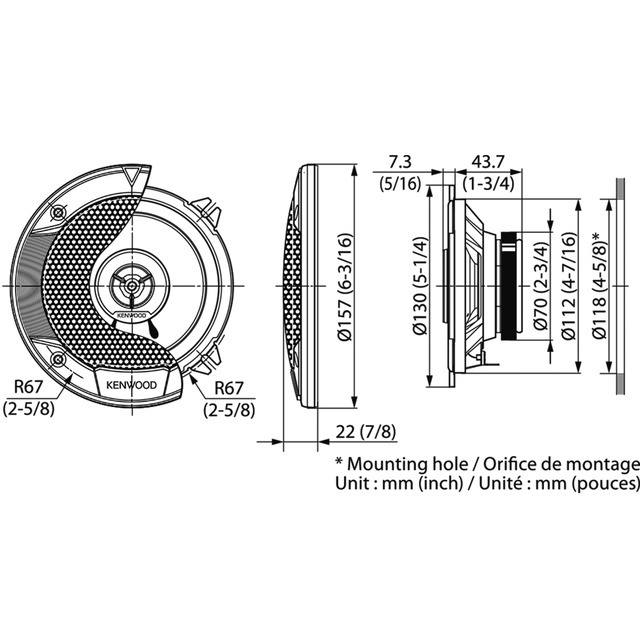 Haut Parleur Kenwood 130MM 2 Voies (LA Paire) référence fournisseur 31540128